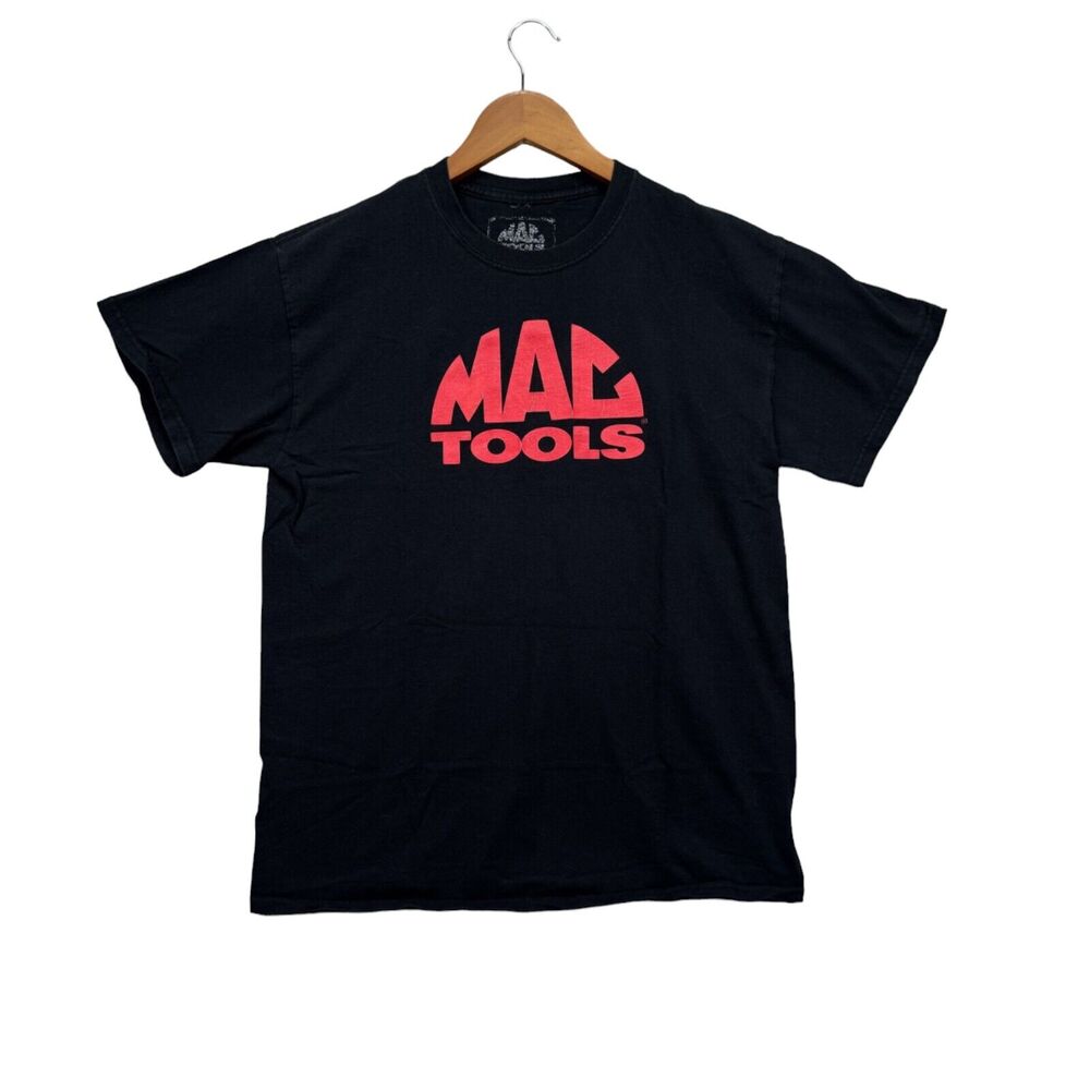 Authent Mac Tools Logo Power Work Wear Blue Collar Construction Black T Shirt M